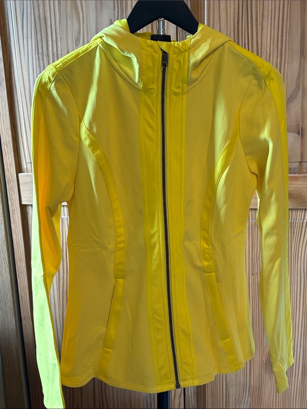 Athleta Bright Yellow Hooded Lightweight Jacket Size Medium, Full Zip, EUC